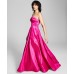  Juniors’ Strapless Stretch Taffeta Ball Gown Dress, Pink, 5/6