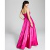  Juniors’ Strapless Stretch Taffeta Ball Gown Dress, Pink, 5/6