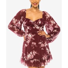 B Darlin Womens Juniors’ Emma Sweetheart-Neck Dress, Wine/7-8