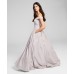 B Darlin Womens Juniors’ Off-The-Shoulder Glitter Gown, Light Pink/0