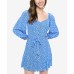 B Darlin Womens Juniors’ Printed A-Line Dress, Light Blue/7-8