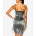 B Darlin Womens Juniors’ Ruched Bodycon Dress, Gray/XS
