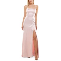 B. Darlin Women’s Strappy Side-Slit Gown Dress, Pink, 5/6