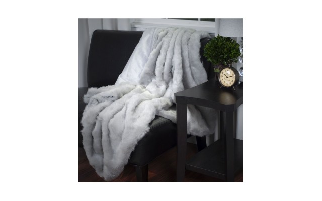  Home Luxury Faux Fur Throw, Gray, 50″ x 60″