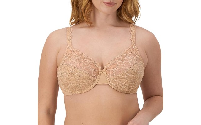  Womens Lace Desire Non-Foam Underwire Df6543 Bra, Champagne Shimmer, 36C