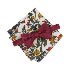 Bar III Men’s Floral Pre-Tied Bow Tie & Pocket Square Set, Cognac