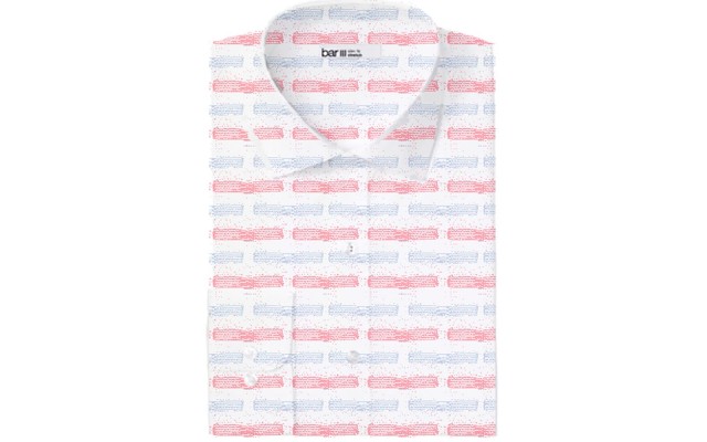  Mens Organic Cotton Abstract Dash-Print Slim Fit Dress Shirts, Small