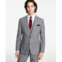 Bar III Men’s Slim-Fit Black/White Plaid Suit Jacket, Black/White, 36S