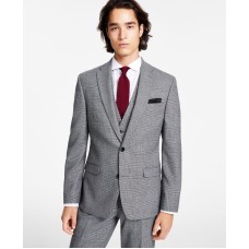 Bar III Men’s Slim-Fit Black/White Plaid Suit Jacket, Black/White, 36S