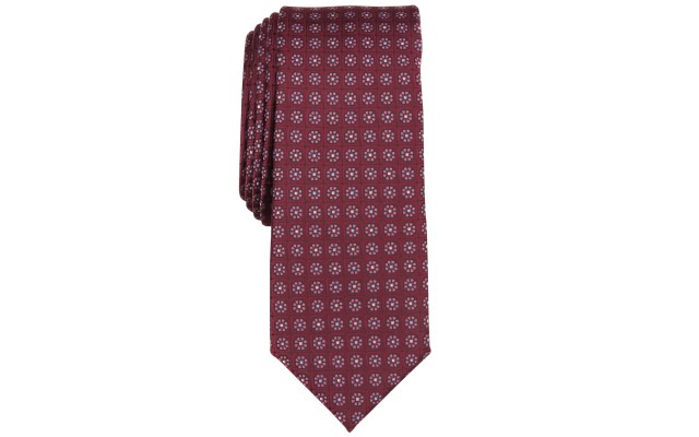  Men’s Sterling Neat Skinny Tie, Burgundy