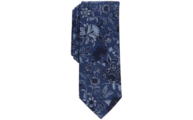  Men’s Wiley Floral Skinny Tie, Navy
