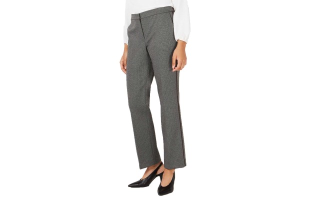  Piped-Trim Trousers (Black/White, 2)