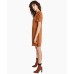  Women’s Faux Suede Sheath Dress, Camel, Medium