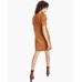  Women’s Faux Suede Sheath Dress, Camel, Medium