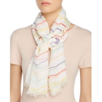 Barbour Squiggle Stripe Wrap Scarf, White