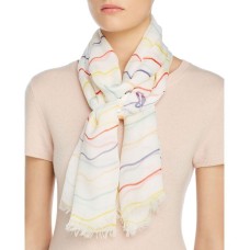 Barbour Squiggle Stripe Wrap Scarf, White