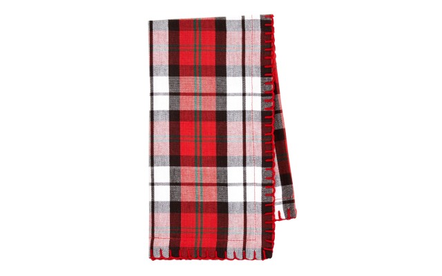  Linens Reindeer Gray Plaid 19″ x 19″ Cloth Napkins,  Set of 4, Red,