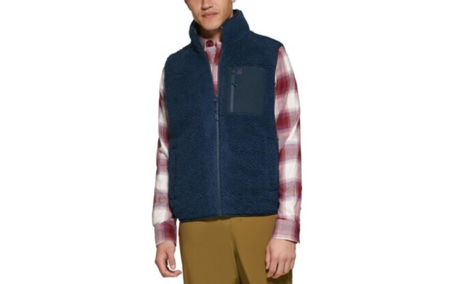  Mens Coastal Regular-fit Full Vest, Blue, Large