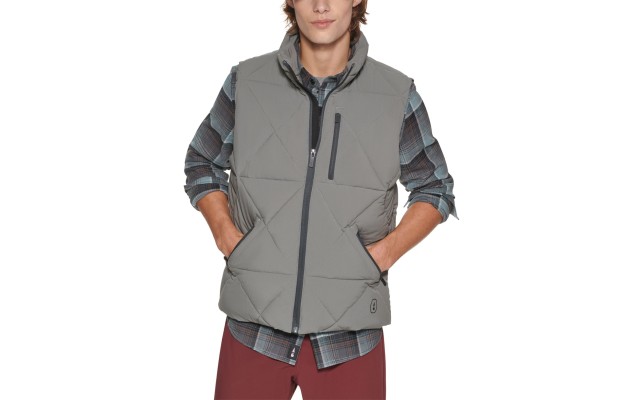  Men’s Glacier Hiking Diamond Quilted Vest, Gray, Medium