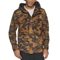 Bass Outdoor Men’s Storm Camouflage Water-Resistant Hiking Tech Jacket,Olive Camo, Small