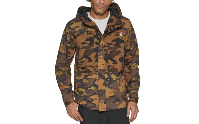  Men’s Storm Camouflage Water-Resistant Hiking Tech Jacket,Olive Camo, Small