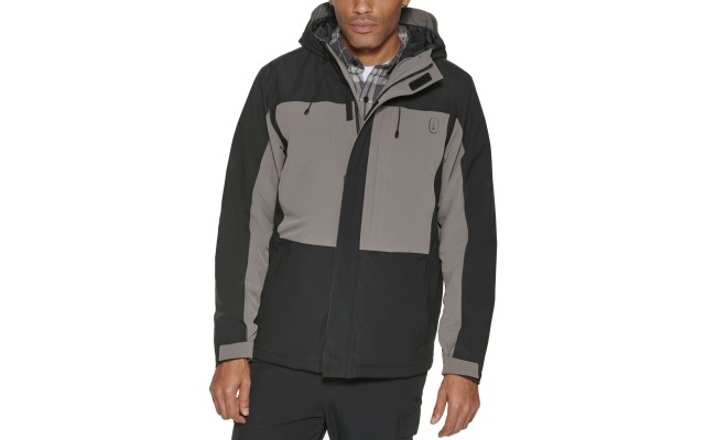  Men’s Storm Colorblocked Water-Resistant Hiking Tech Jacket, Gray/Black, Small