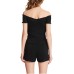  Women’s Star Crossed Lover Smocked Top, Black, Medium