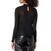  Knit Cutout Mock-Neck Top, Black, X-Small
