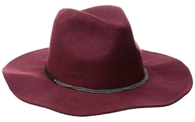  Women’s Delicate Chain Flannel Panama Hat, Wine, One Size