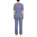  Women’s Ribbed Tie-Waist Jumpsuit, (Blue,L