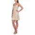  Women’s Sequin Cowl-Neck Mini Dress, Champagne, Small