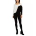  Juniors’ Colorblocked Ribbed Dolman-Sleeve Sweater, Black/white, XS