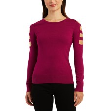 Bcx Juniors’ Cutout-Sleeve Sweater, Berry, Large