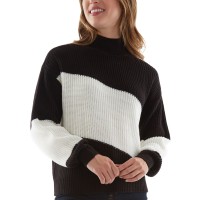 Bcx Juniors’ Diagonal Colorblocked Sweater, Black/White, Small