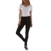  Juniors’ Faux-Leather-Trim Ponte-Knit Pants, Black/L