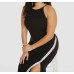  Juniors’ High Slit Asymmetrical Sequin-Trim Gown Dress,Black, XX-Small