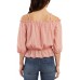  Juniors’ Off-The-Shoulder Top, Blush, Medium