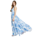  Juniors’ Printed Mesh Gown Dress, Light Blue, 13