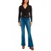  Juniors’ Raised-Knit Ruched Top, Charcoal, Small