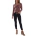  Juniors’ Ruched-Front Cowl Neck Blouse, Mauve, Large