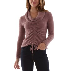 Bcx Juniors’ Ruched-Front Cowl Neck Blouse, Mauve, Large