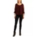  Juniors’ Split-Sleeve Peasant Top, Red Plaid, Medium