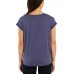  Juniors’ Twist Front Lace Panel Short Sleeve Top, Denim, Small