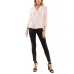  Juniors’ Woven Faux-Wrap 3/4-Ruffle-Trim-Sleeve Top, Blush, XL