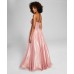  Womens Juniors’ Embroidered-Corset Gown, Pink/7