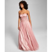 Bcx Womens Juniors’ Embroidered-Corset Gown, Pink/7