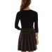  Womens Juniors’ Patterned-Skirt Knit Sweater Dress, Black/XXS