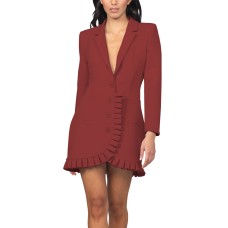 Bebe Pleated Ruffle Blazer Dress, Rio Red, X-Small