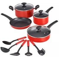 Bella 12-Piece Non-Stick Cookware Set, Red