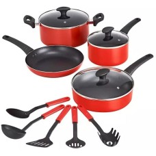 Bella 12-Piece Non-Stick Cookware Set, Red